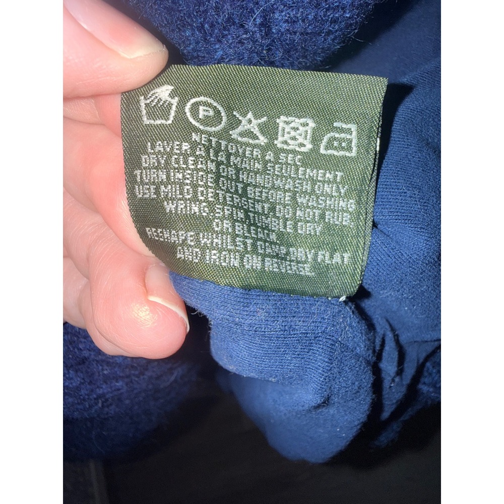 Aran Sweater Market Navy 100% Wool Zip Cable Knit Poncho XXL Made Ireland - Picture 10 of 12